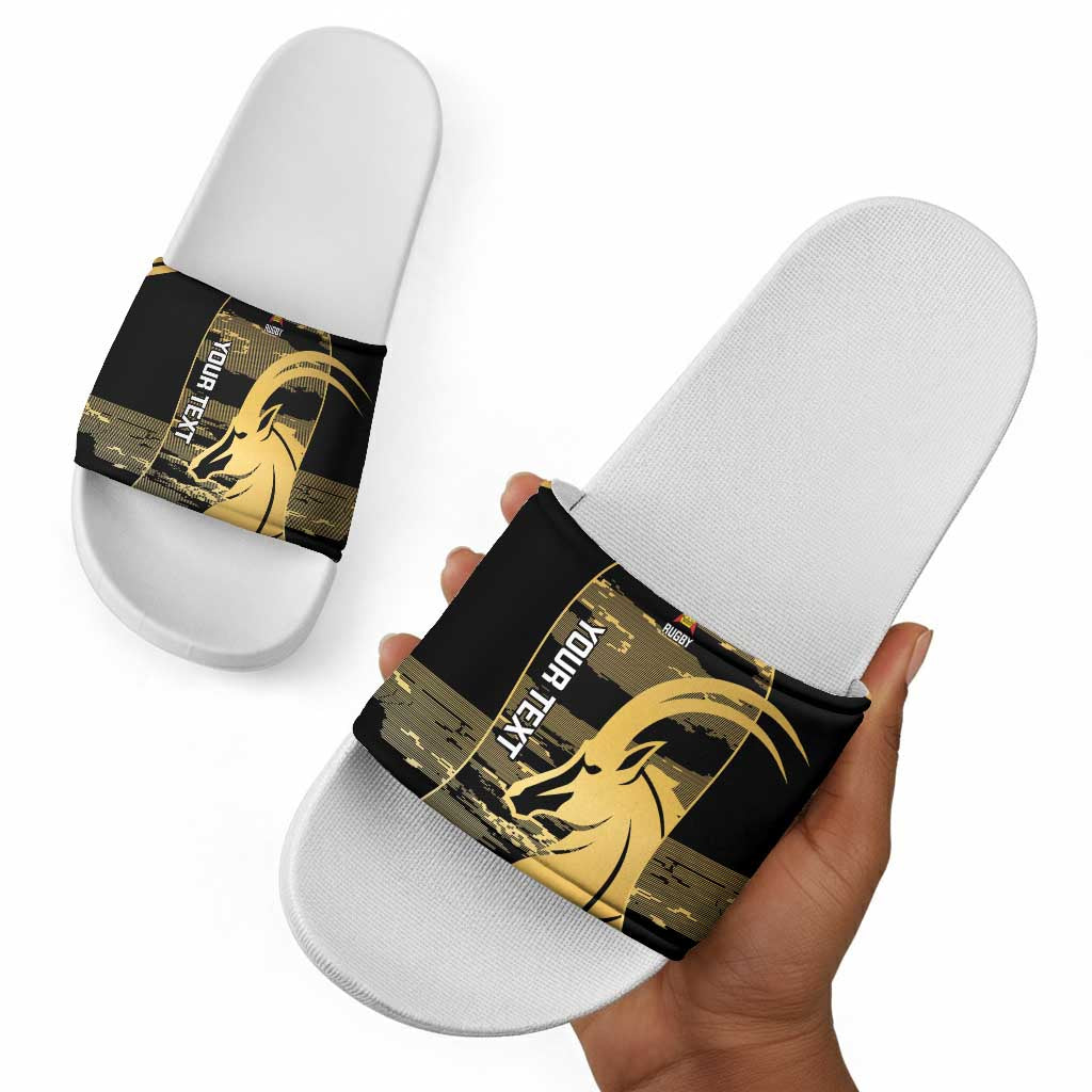 Zimbabwe Rugby Custom Slide Sandals Come On Sables Gold Black Version