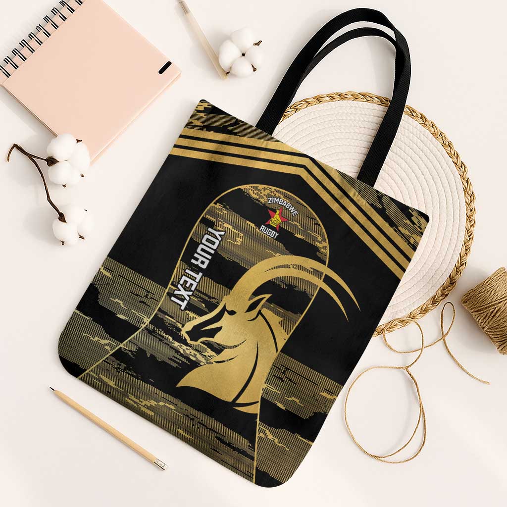 Zimbabwe Rugby Custom Tote Bag Come On Sables Gold Black Version