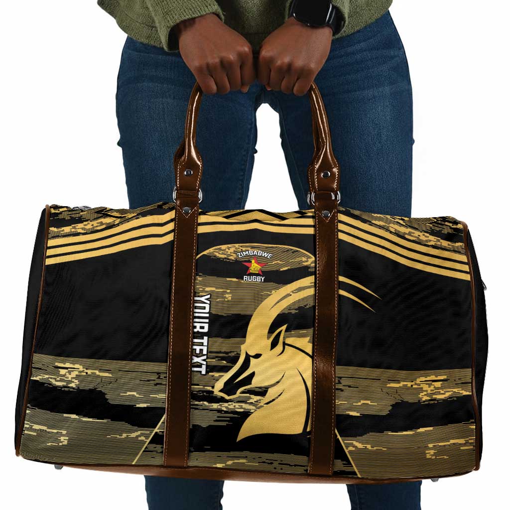Zimbabwe Rugby Custom Travel Bag Come On Sables Gold Black Version