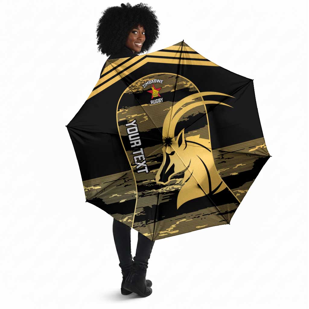 Zimbabwe Rugby Custom Umbrella Come On Sables Gold Black Version