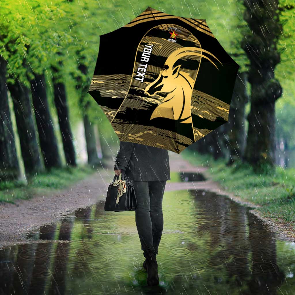 Zimbabwe Rugby Custom Umbrella Come On Sables Gold Black Version