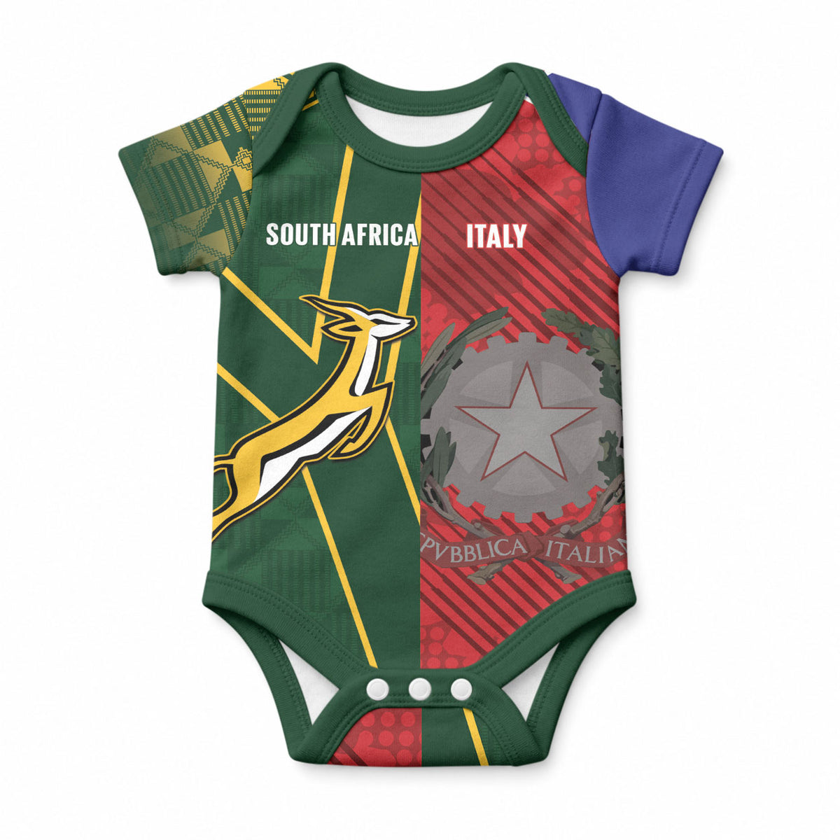 South Africa and Italy Rugby Custom Baby Onesie Springboks Gli Azzurri Together