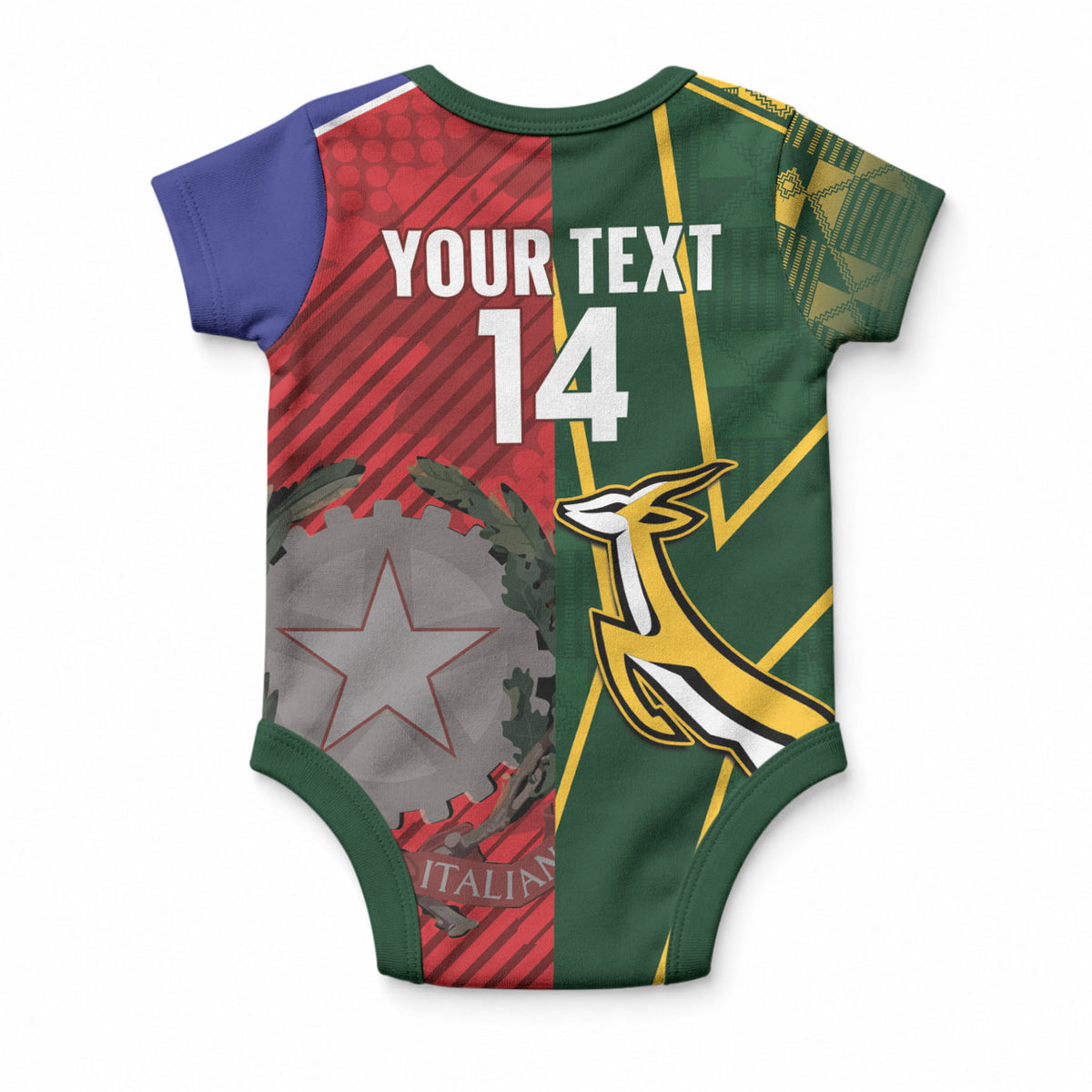 South Africa and Italy Rugby Custom Baby Onesie Springboks Gli Azzurri Together