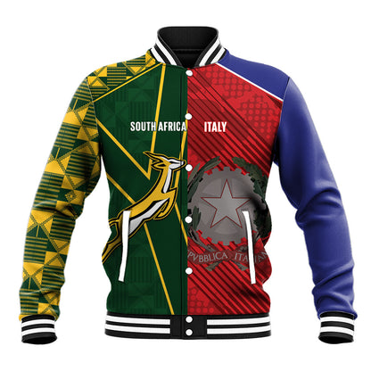 South Africa and Italy Rugby Custom Baseball Jacket Springboks Gli Azzurri Together