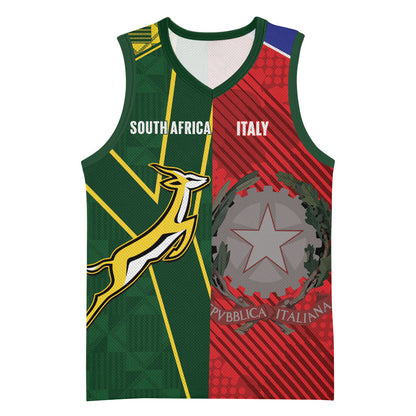 South Africa and Italy Rugby Custom Basketball Jersey Springboks Gli Azzurri Together