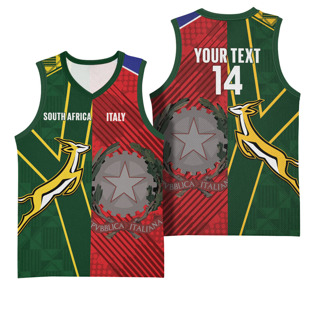 South Africa and Italy Rugby Custom Basketball Jersey Springboks Gli Azzurri Together