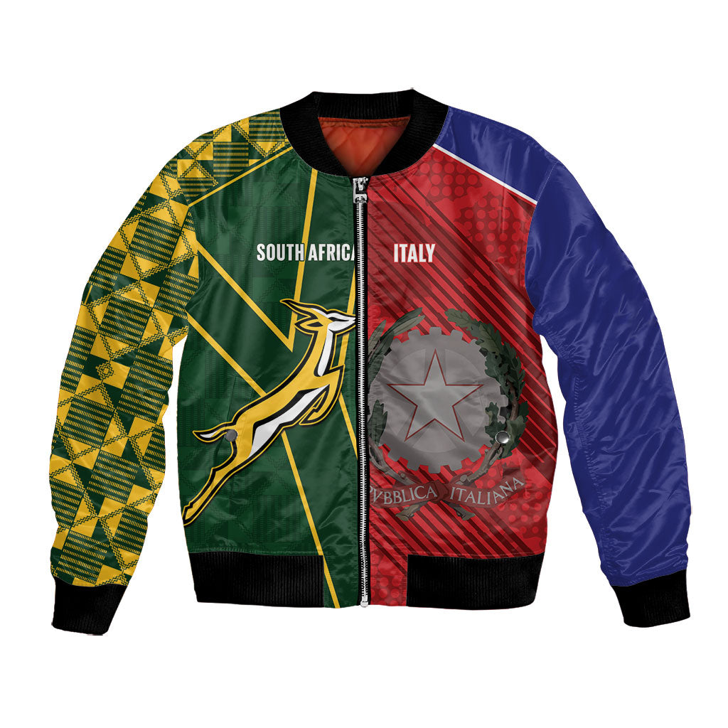 South Africa and Italy Rugby Custom Bomber Jacket Springboks Gli Azzurri Together