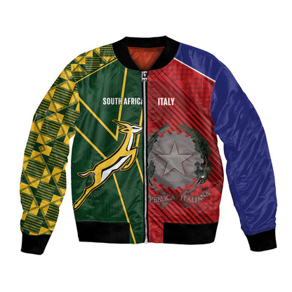 South Africa and Italy Rugby Custom Bomber Jacket Springboks Gli Azzurri Together