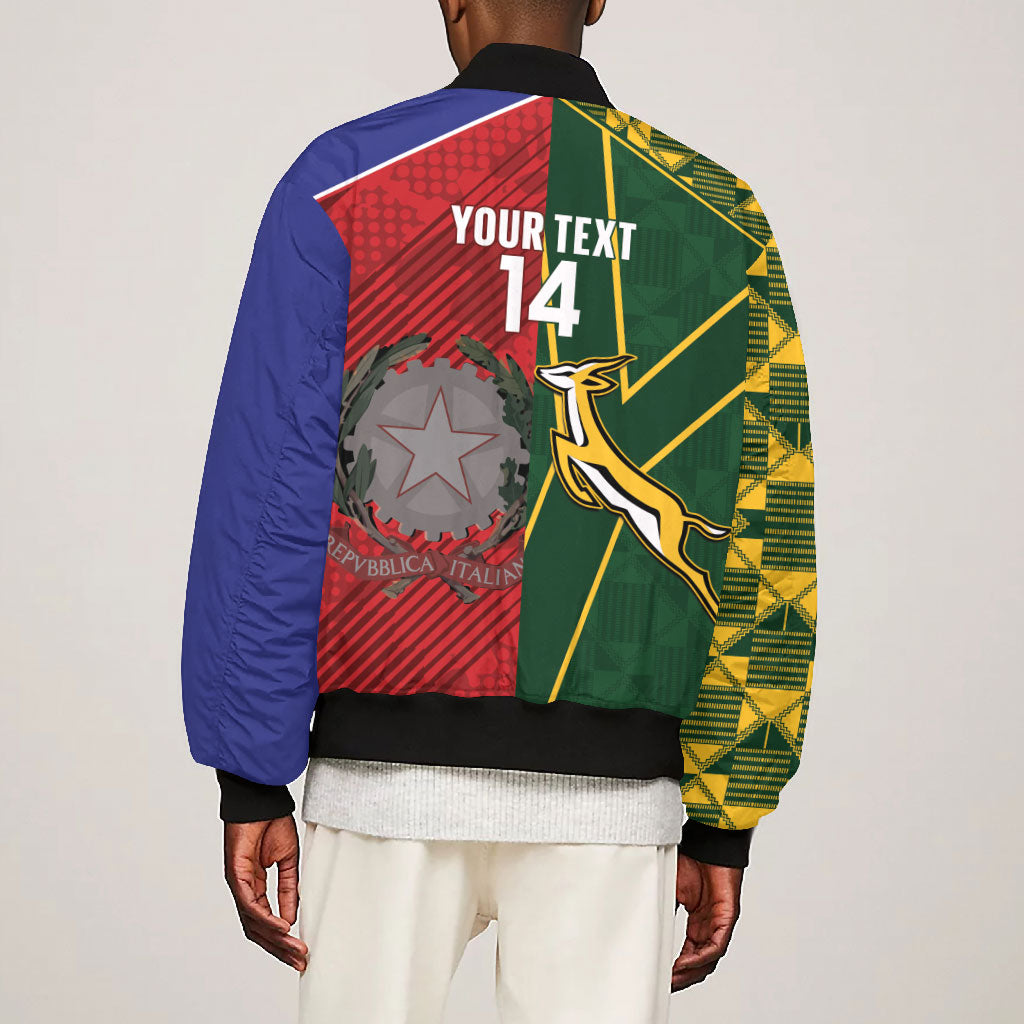 South Africa and Italy Rugby Custom Bomber Jacket Springboks Gli Azzurri Together
