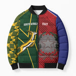 South Africa and Italy Rugby Custom Bomber Puffer Jacket Springboks Gli Azzurri Together