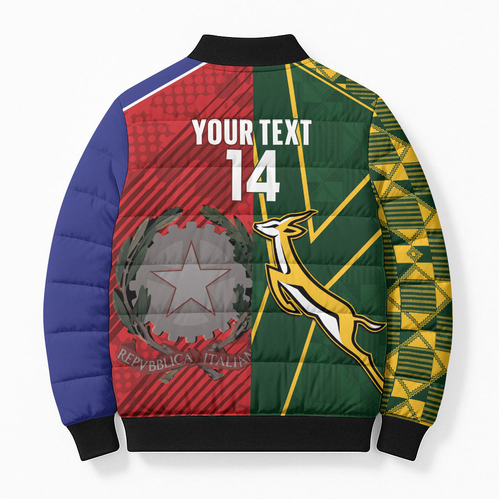 South Africa and Italy Rugby Custom Bomber Puffer Jacket Springboks Gli Azzurri Together