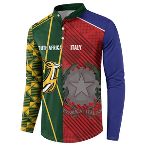 South Africa and Italy Rugby Custom Button Sweatshirt Springboks Gli Azzurri Together