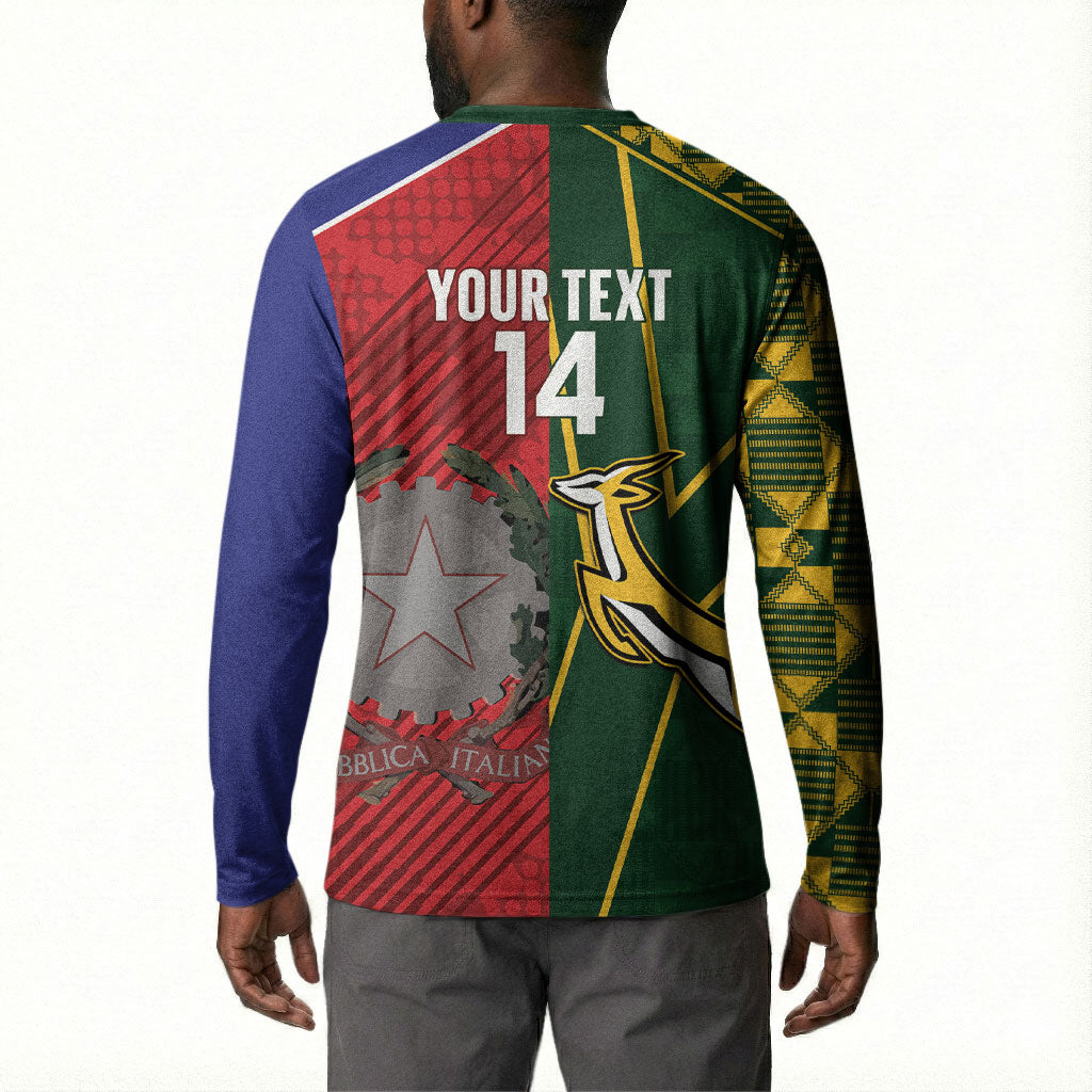 South Africa and Italy Rugby Custom Button Sweatshirt Springboks Gli Azzurri Together