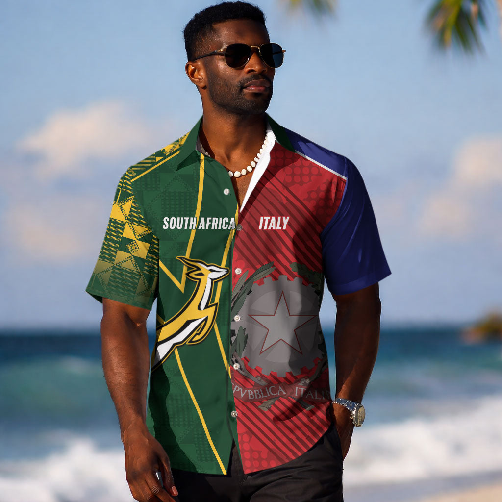 South Africa and Italy Rugby Custom Hawaiian Shirt Springboks Gli Azzurri Together