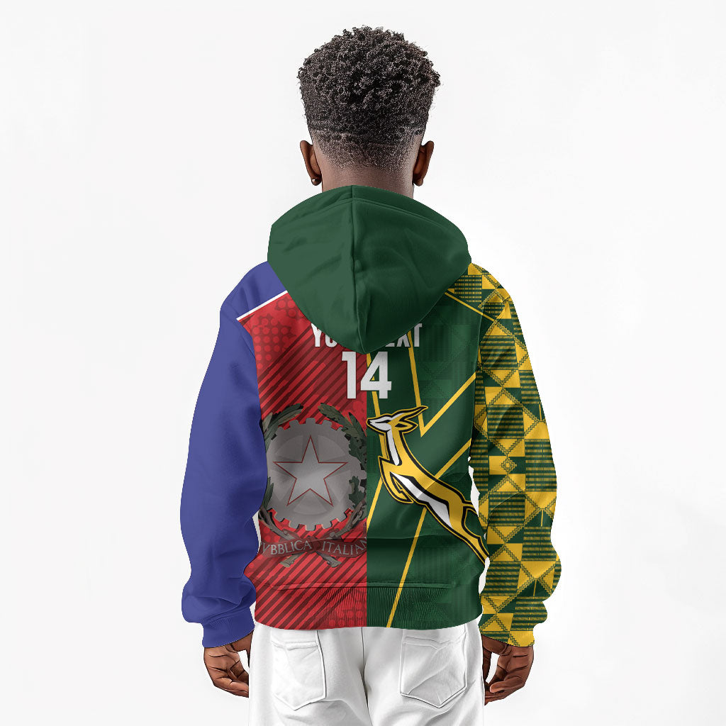 South Africa and Italy Rugby Custom Kid Hoodie Springboks Gli Azzurri Together