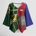 South Africa and Italy Rugby Custom Kimono Sleeve Blouse Springboks Gli Azzurri Together