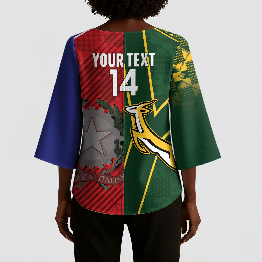 South Africa and Italy Rugby Custom Kimono Sleeve Blouse Springboks Gli Azzurri Together