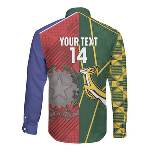 South Africa and Italy Rugby Custom Long Sleeve Button Shirt Springboks Gli Azzurri Together