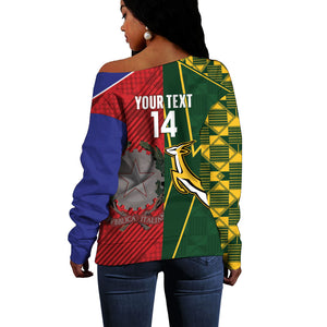 South Africa and Italy Rugby Custom Off Shoulder Sweater Springboks Gli Azzurri Together