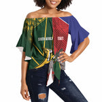 South Africa and Italy Rugby Custom Off Shoulder Wrap Waist Top Springboks Gli Azzurri Together