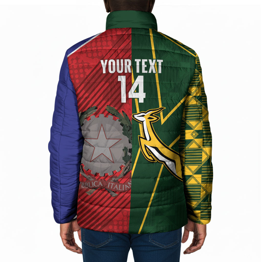 South Africa and Italy Rugby Custom Padded Jacket Springboks Gli Azzurri Together