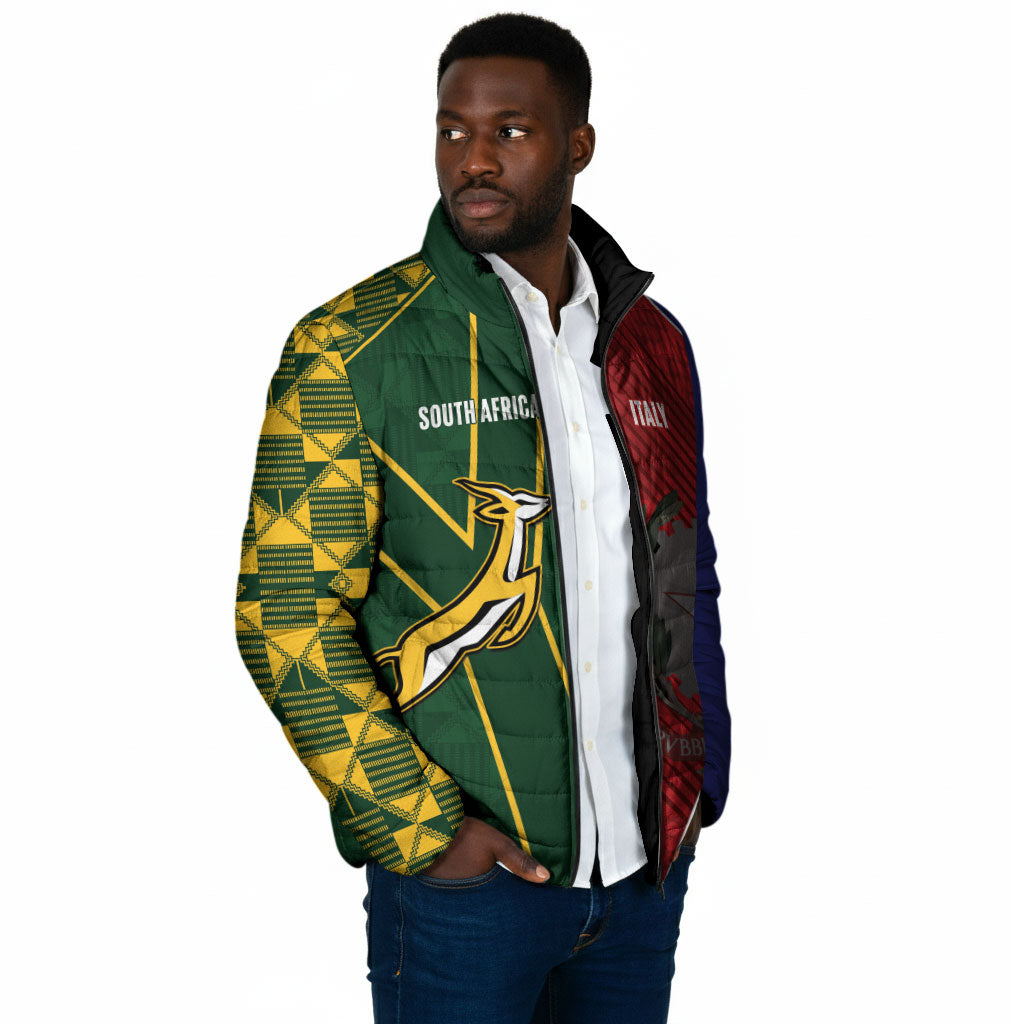 South Africa and Italy Rugby Custom Padded Jacket Springboks Gli Azzurri Together
