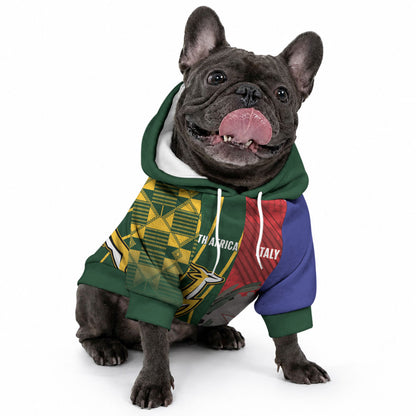 South Africa and Italy Rugby Custom Pet Hoodie Springboks Gli Azzurri Together