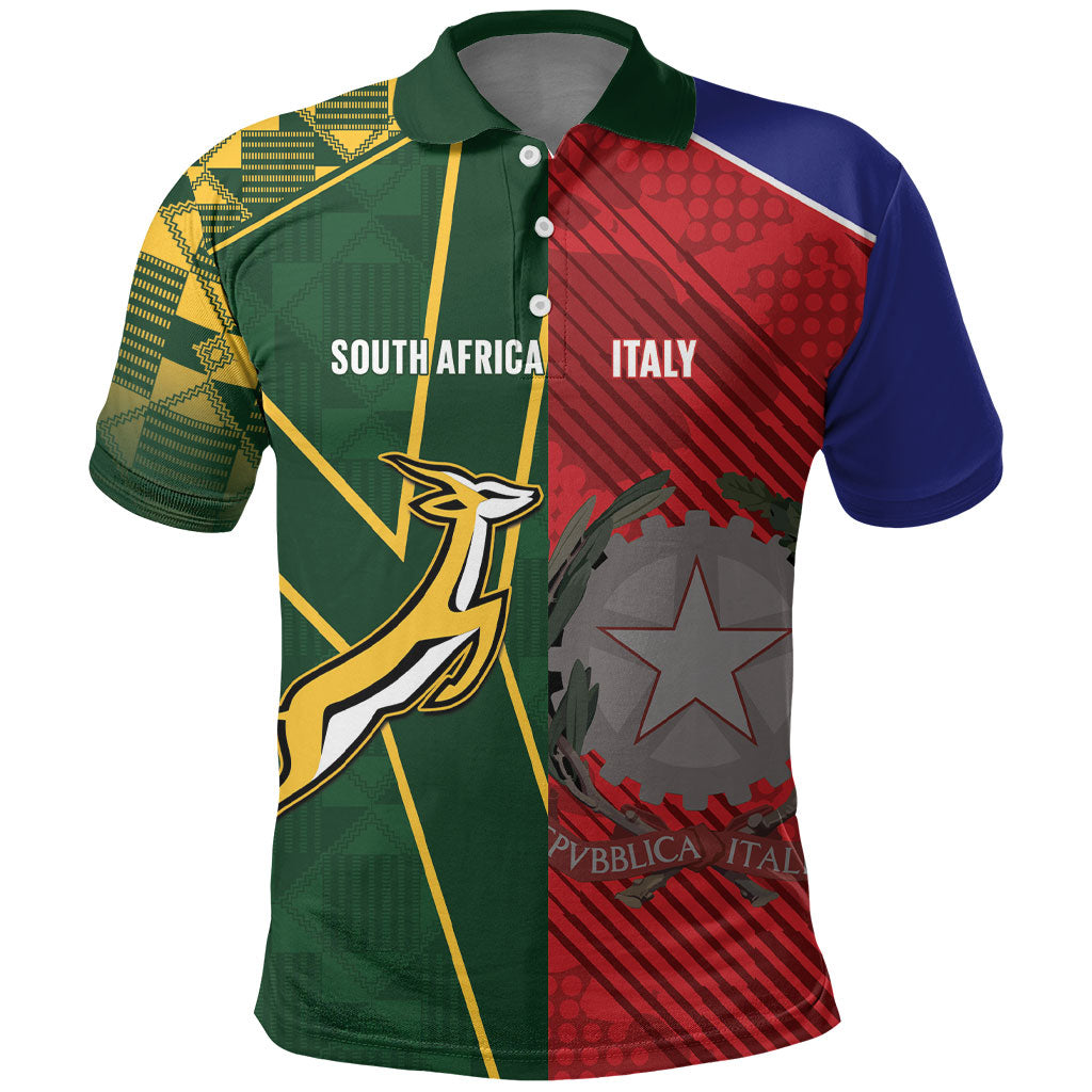 South Africa and Italy Rugby Custom Polo Shirt Springboks Gli Azzurri Together
