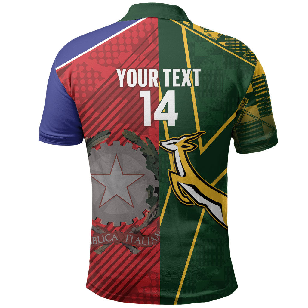 South Africa and Italy Rugby Custom Polo Shirt Springboks Gli Azzurri Together