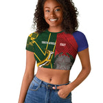 South Africa and Italy Rugby Custom Raglan Cropped T shirt Springboks Gli Azzurri Together