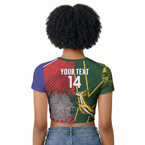 South Africa and Italy Rugby Custom Raglan Cropped T shirt Springboks Gli Azzurri Together