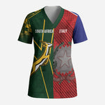 South Africa and Italy Rugby Custom Scrub Top Springboks Gli Azzurri Together