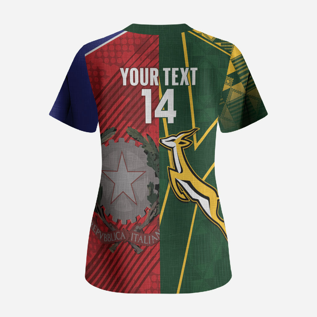 South Africa and Italy Rugby Custom Scrub Top Springboks Gli Azzurri Together