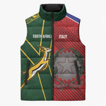 South Africa and Italy Rugby Custom Sleeveless Puffer Jacket Springboks Gli Azzurri Together