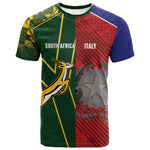 South Africa and Italy Rugby Custom T shirt Springboks Gli Azzurri Together