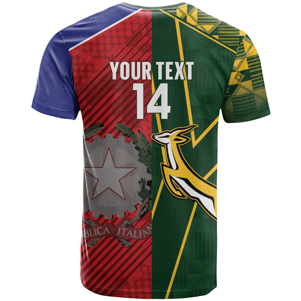 South Africa and Italy Rugby Custom T shirt Springboks Gli Azzurri Together