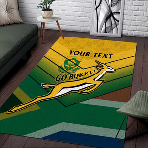 Custom South Africa Rugby Area Rug Springboks Go Champions African Pattern