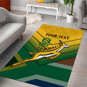 Custom South Africa Rugby Area Rug Springboks Go Champions African Pattern