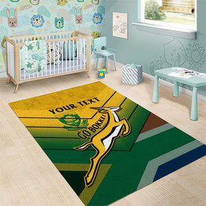 Custom South Africa Rugby Area Rug Springboks Go Champions African Pattern