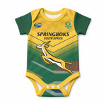 Custom South Africa Rugby Baby Onesie Springboks Go Champions African Pattern
