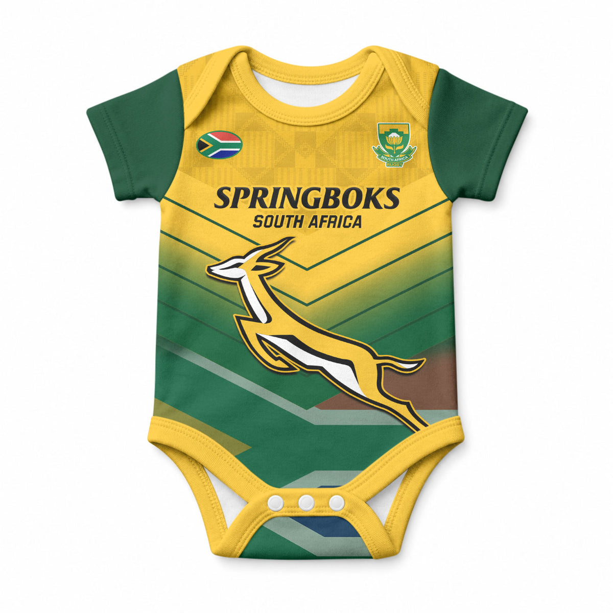 Custom South Africa Rugby Baby Onesie Springboks Go Champions African Pattern