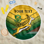 Custom South Africa Rugby Beach Blanket Springboks Go Champions African Pattern