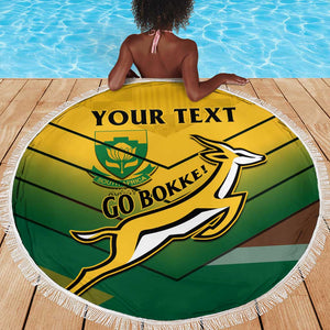 Custom South Africa Rugby Beach Blanket Springboks Go Champions African Pattern