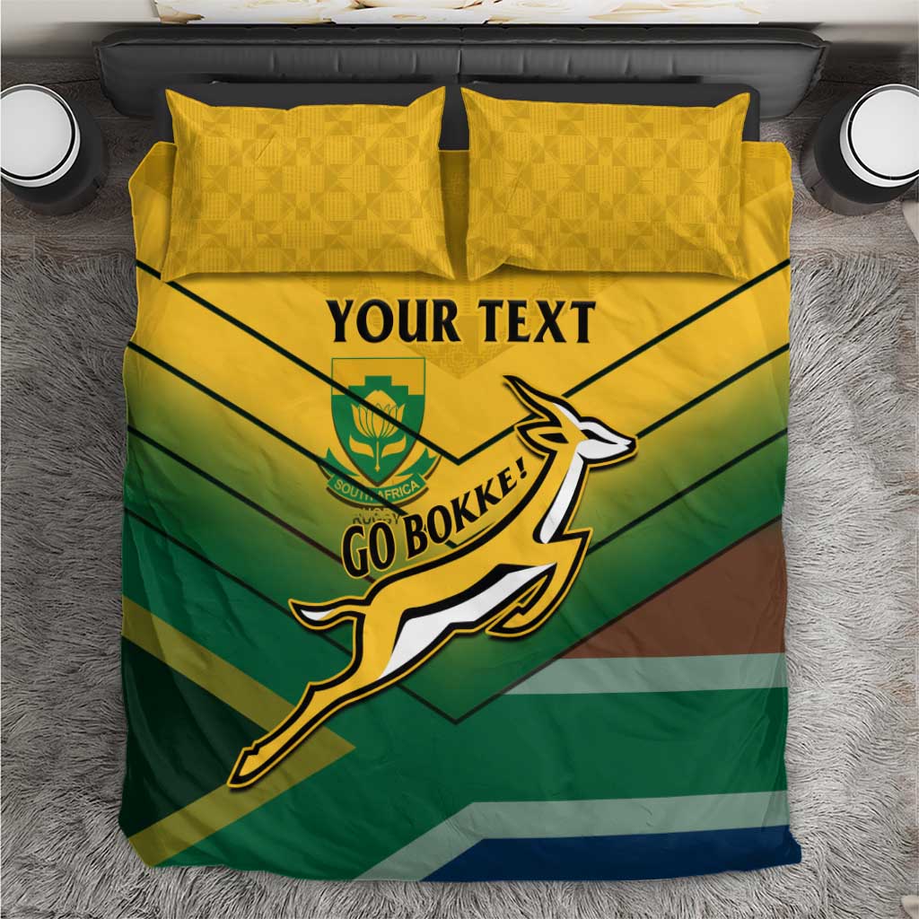 Custom South Africa Rugby Bedding Set Springboks Go Champions African Pattern