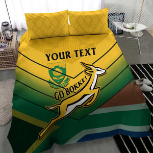 Custom South Africa Rugby Bedding Set Springboks Go Champions African Pattern