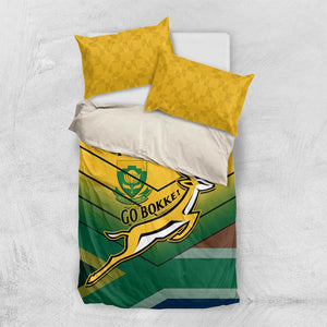 Custom South Africa Rugby Bedding Set Springboks Go Champions African Pattern