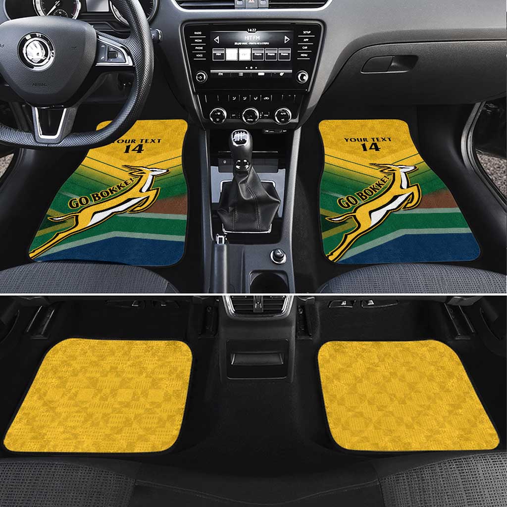 Custom South Africa Rugby Car Mats Springboks Go Champions African Pattern