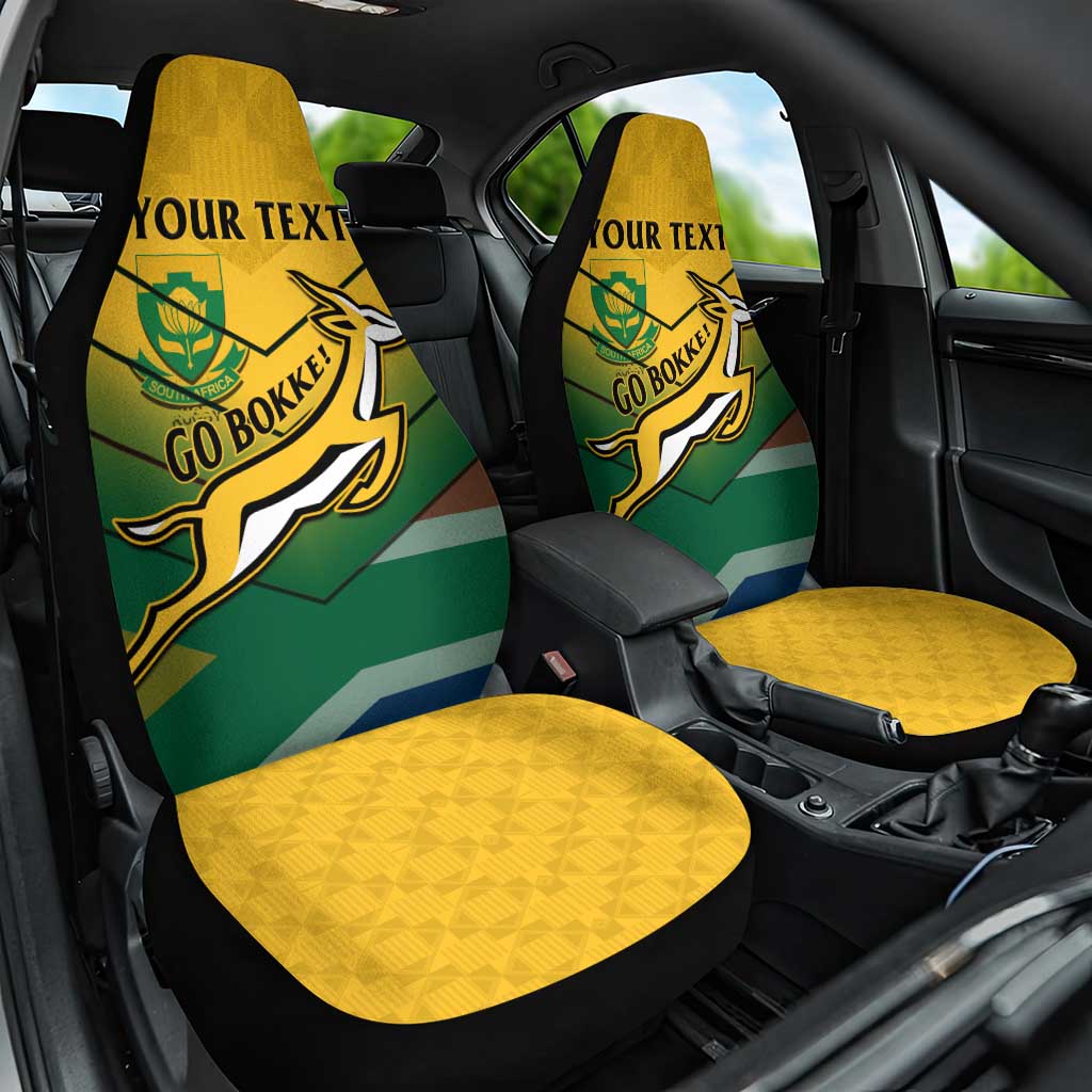 Custom South Africa Rugby Car Seat Cover Springboks Go Champions African Pattern