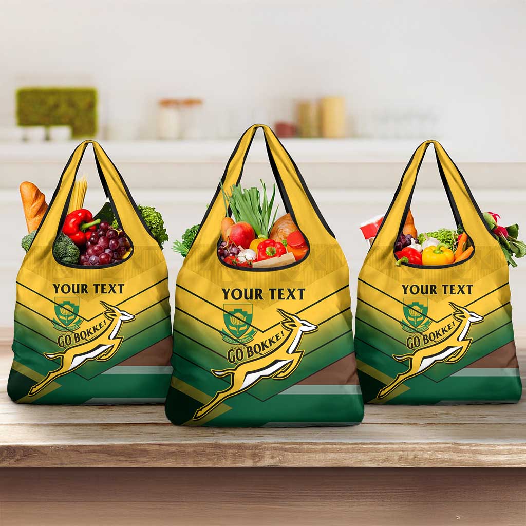 Custom South Africa Rugby Grocery Bag Springboks Go Champions African Pattern