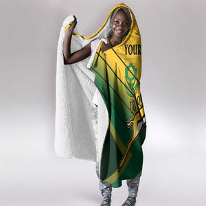 Custom South Africa Rugby Hooded Blanket Springboks Go Champions African Pattern